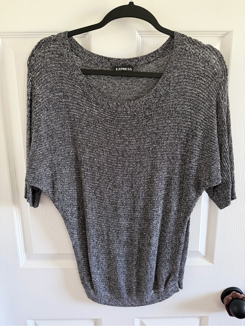 Express Gray Marled Short Sleeve Scoop Neck Top